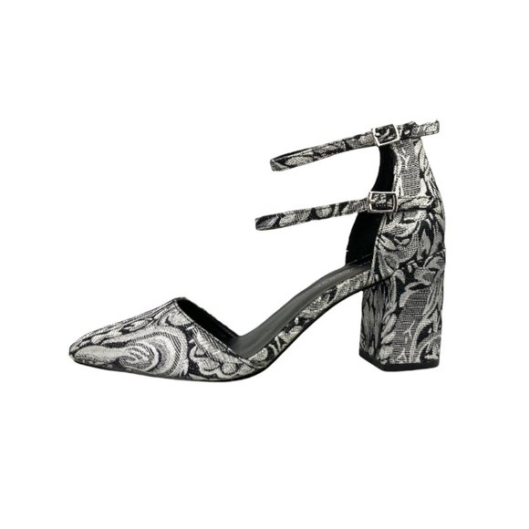 New Look Wide Fit Baroque Floral Print Ankle Strap Block Heeled Shoe Size 6 - Picture 5 of 9